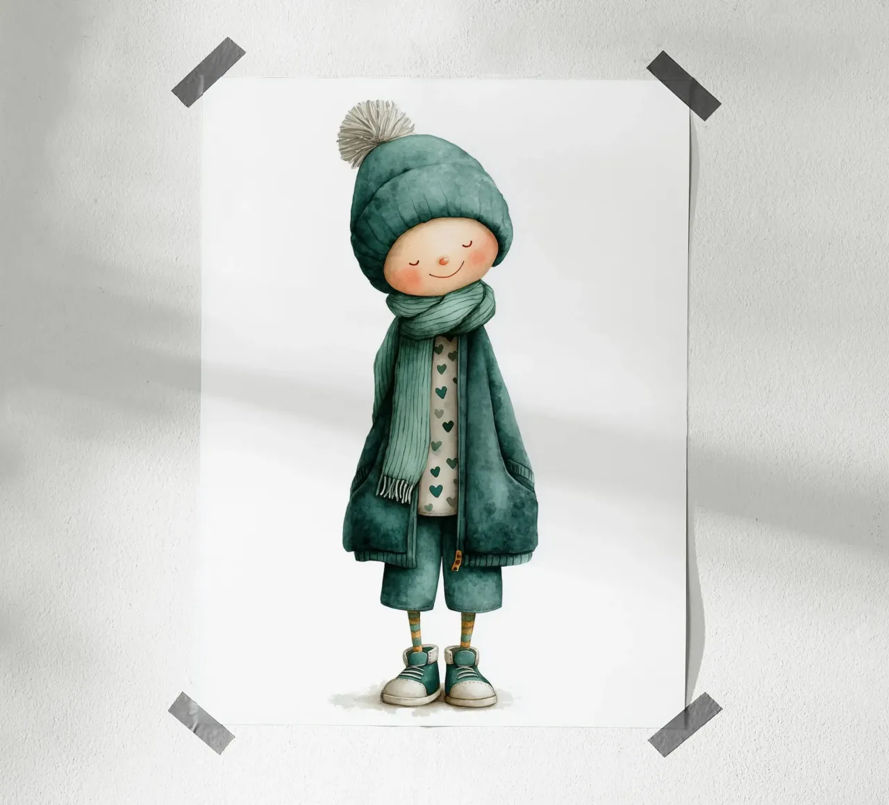 Poster per la cameretta di un ragazzo con cappello verde carta hahnemühle da Kid’s Dream
