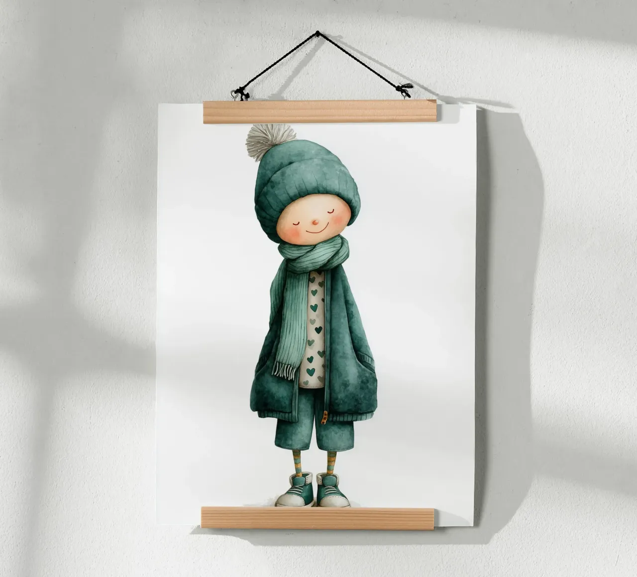 Poster per la cameretta di un ragazzo con cappello verde carta hahnemühle da Kid’s Dream