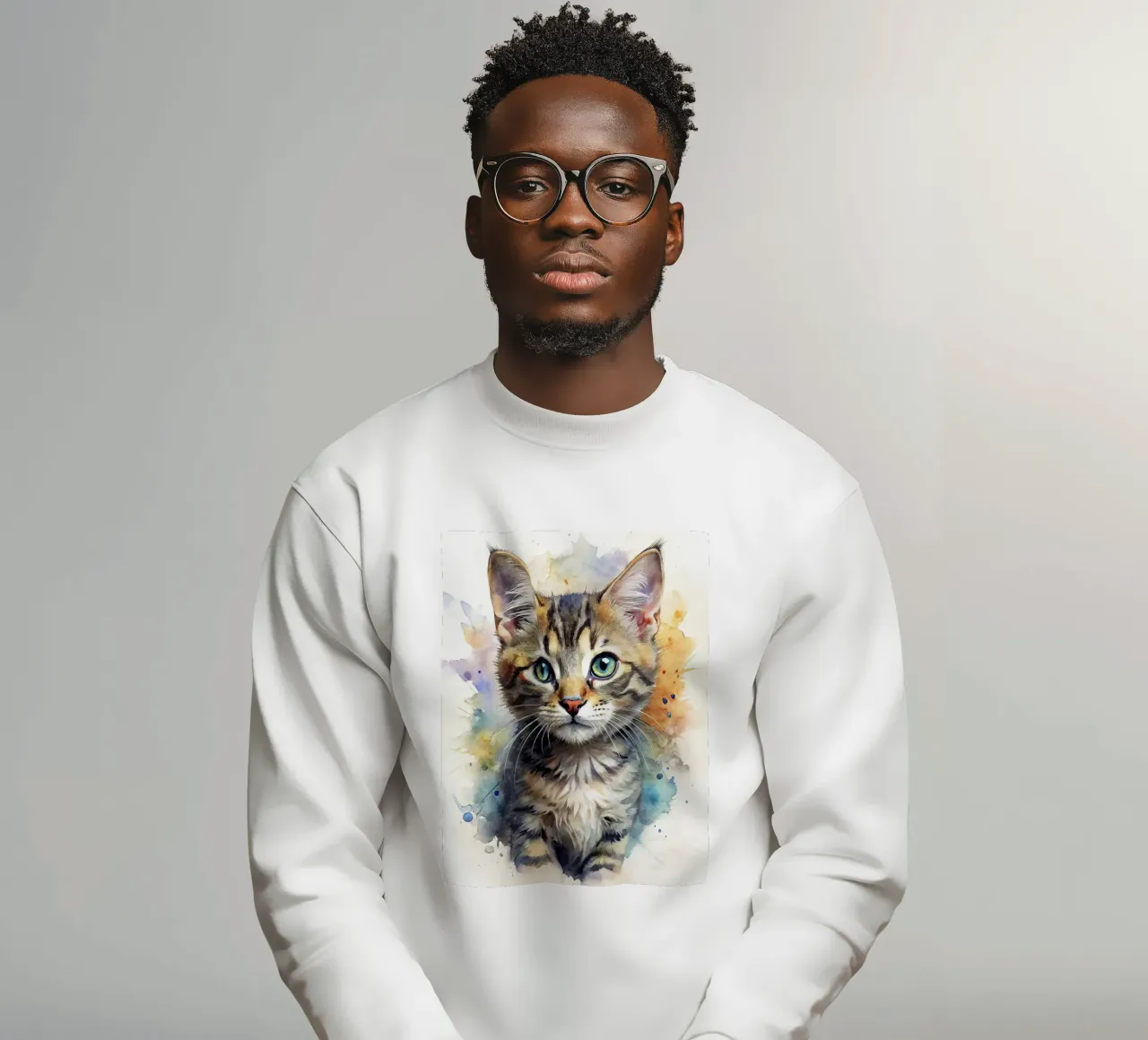 Gattino in acquerello felpa da 🎁 NOBELART