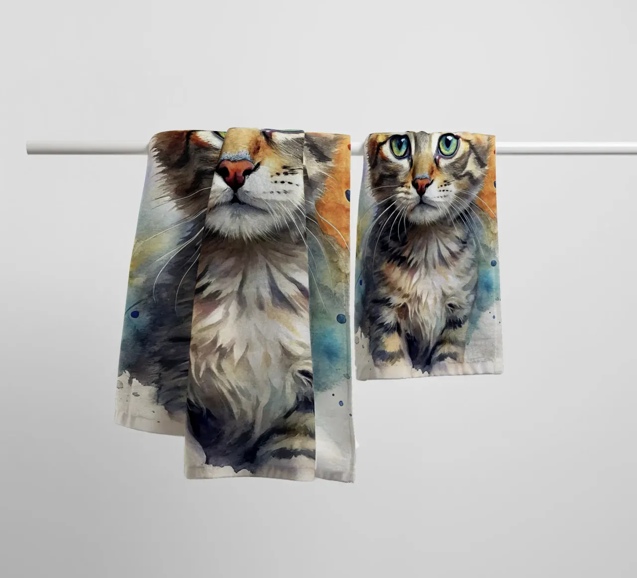 Gattino in acquerello asciugamano da bagno da 🎁 NOBELART