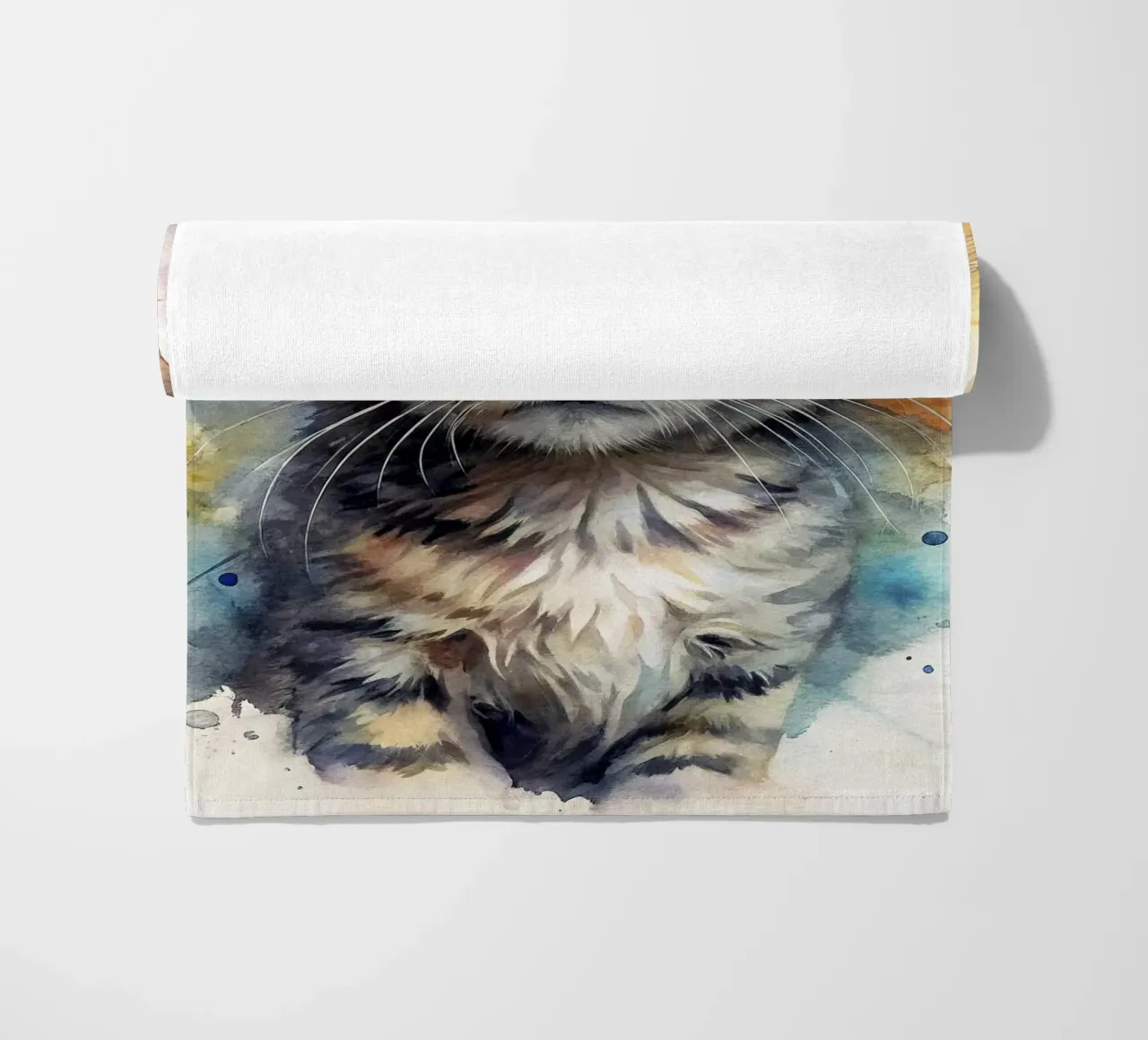 Gattino in acquerello telo mare da 🎁 NOBELART