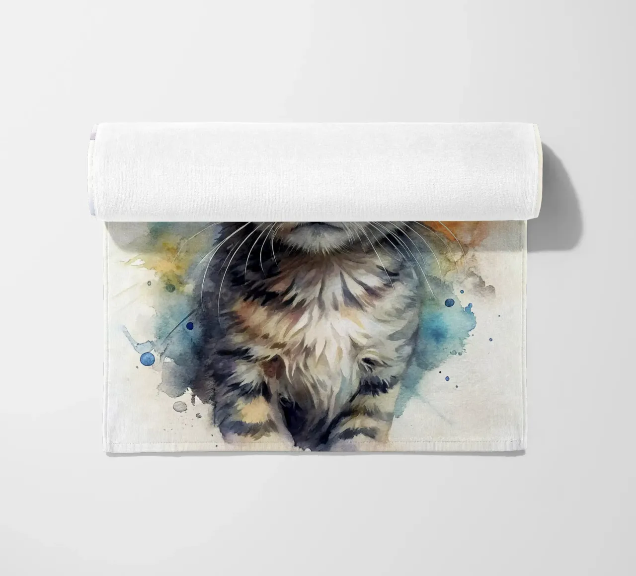 Gattino in acquerello telo mare da 🎁 NOBELART