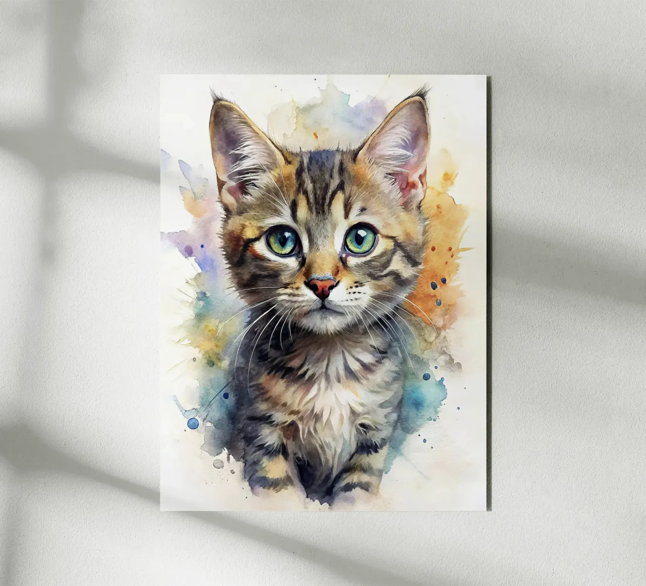 Gattino in acquerello alluminio dibond da 🎁 NOBELART