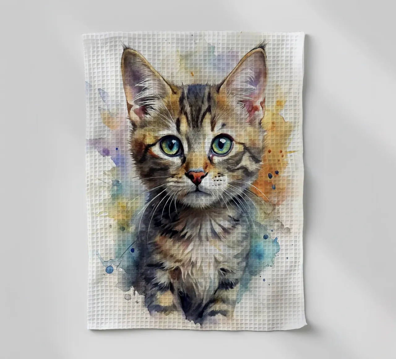 Gattino in acquerello canovaccio da cucina da 🎁 NOBELART