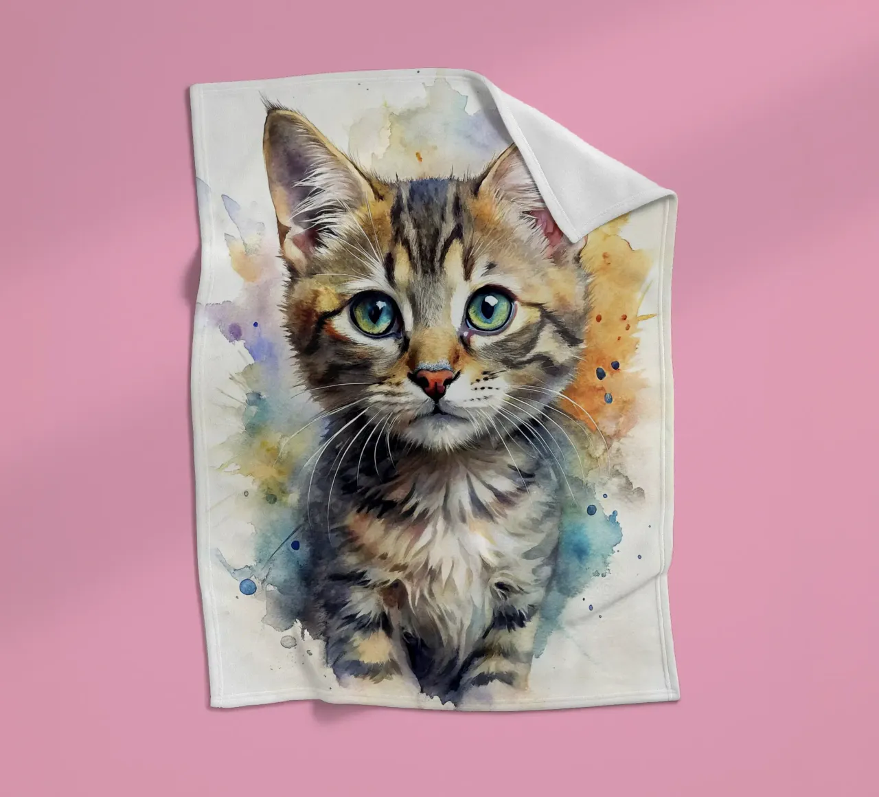 Gattino in acquerello coperta in pile da 🎁 NOBELART