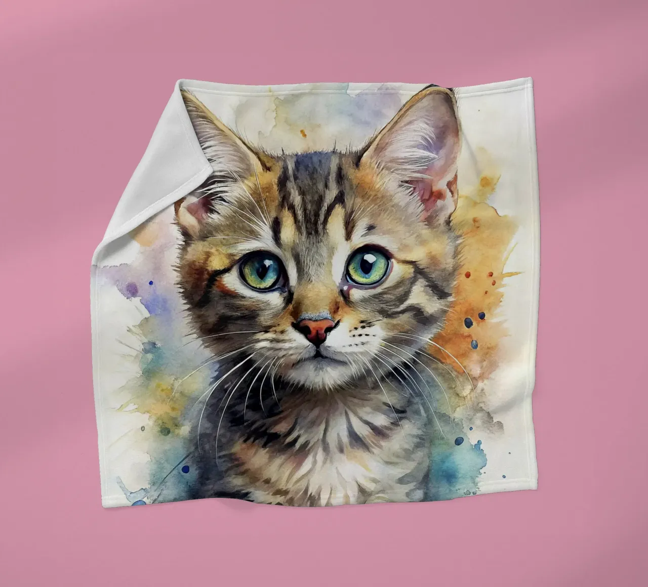 Gattino in acquerello coperta in pile da 🎁 NOBELART