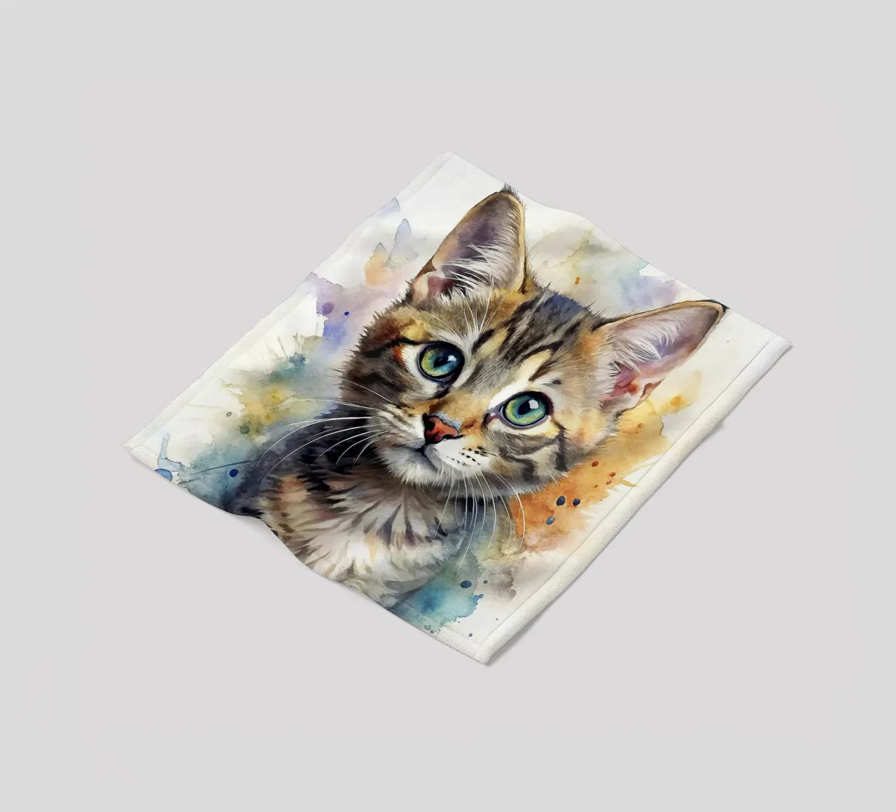 Gattino in acquerello coperta in pile da 🎁 NOBELART