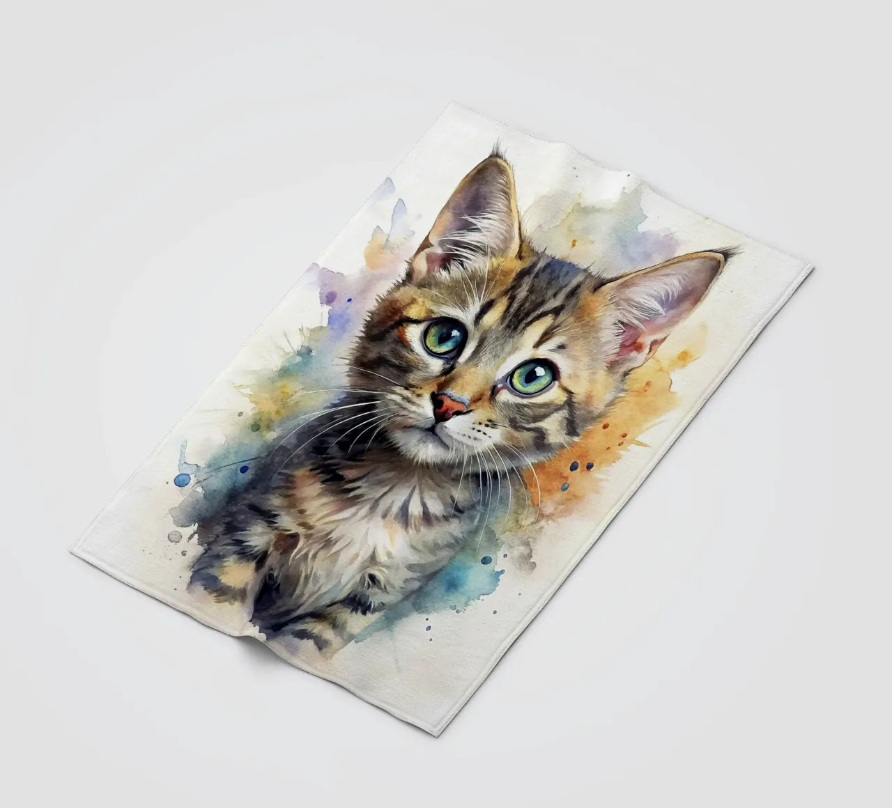 Gattino in acquerello coperta in pile da 🎁 NOBELART