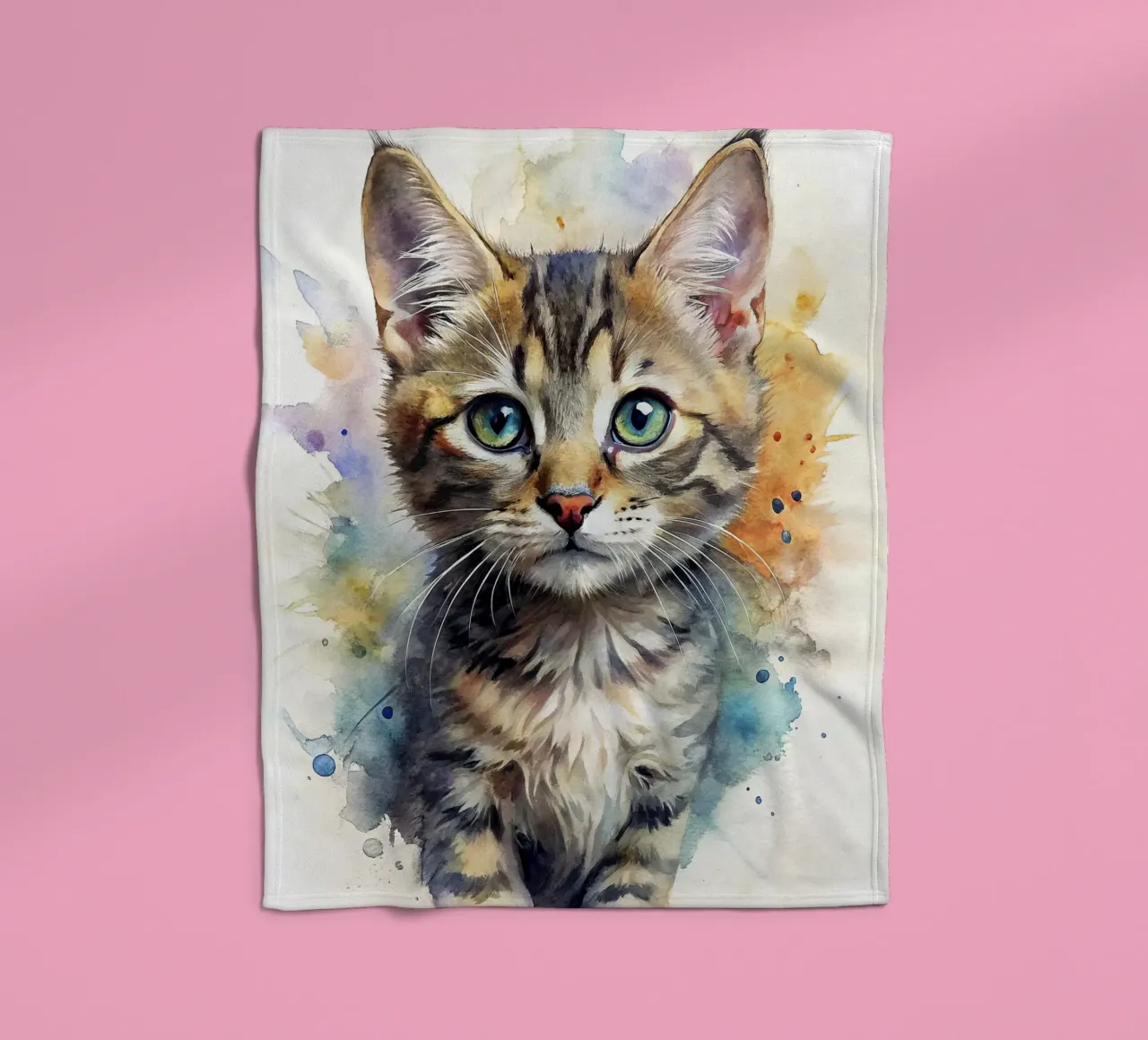 Gattino in acquerello coperta in pile da 🎁 NOBELART