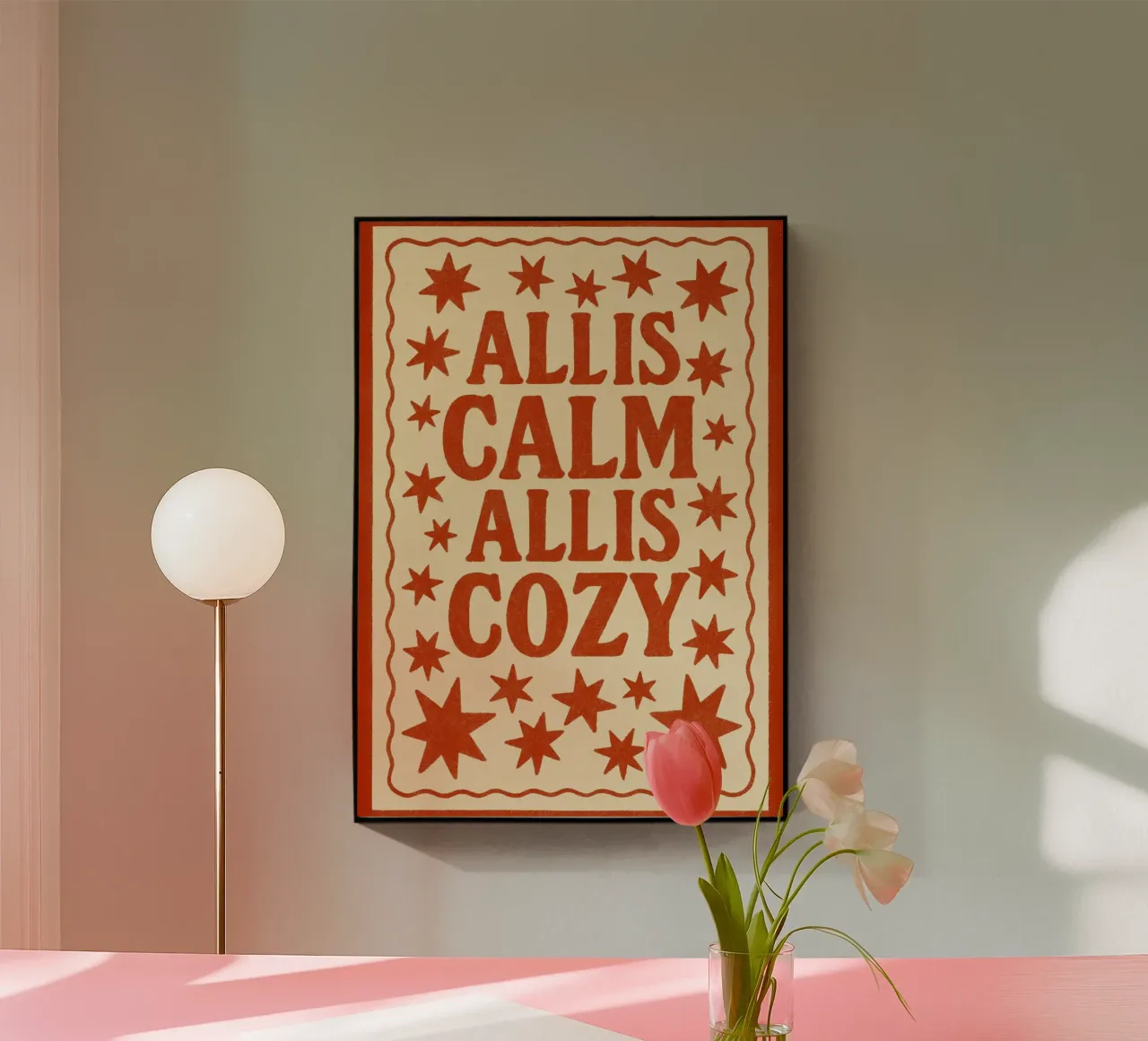 Alles ist ruhig Alles ist gemütlich Retro Weihnachten Zitat drucken Acryl-Glas von postaprinta
