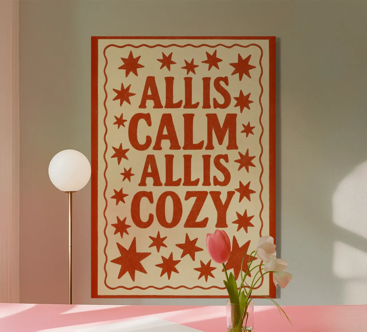Todo es calma Todo es acogedor Cita navideña retro Imprimir metacrilato de postaprinta