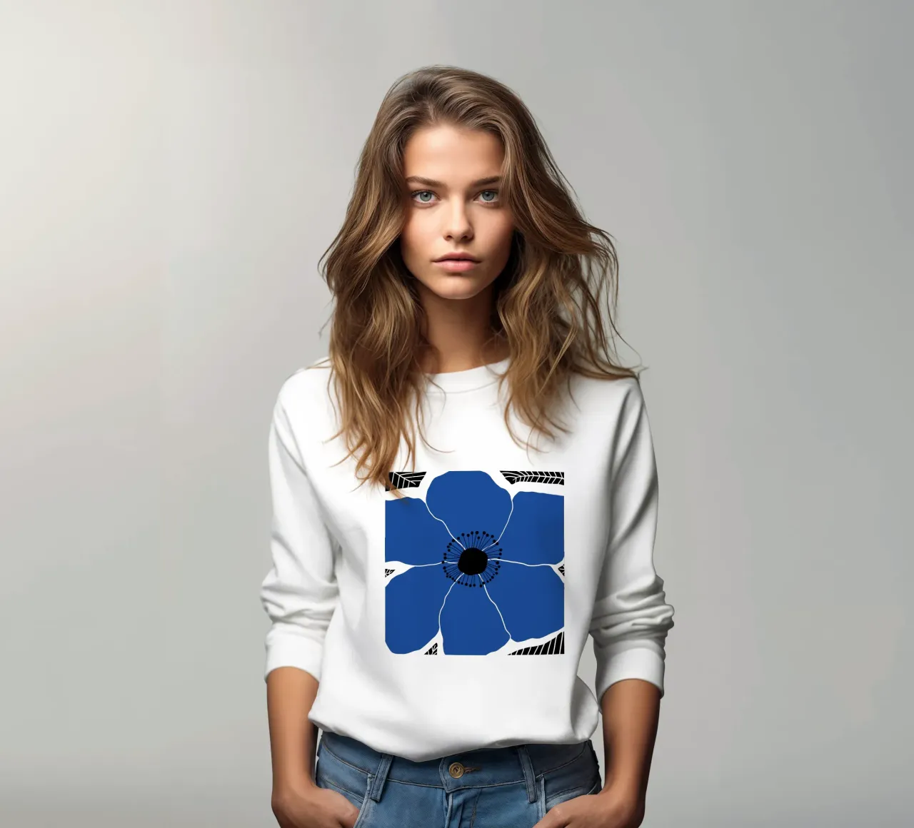 Blue large bold flower felpa da TijanaArtStudio88