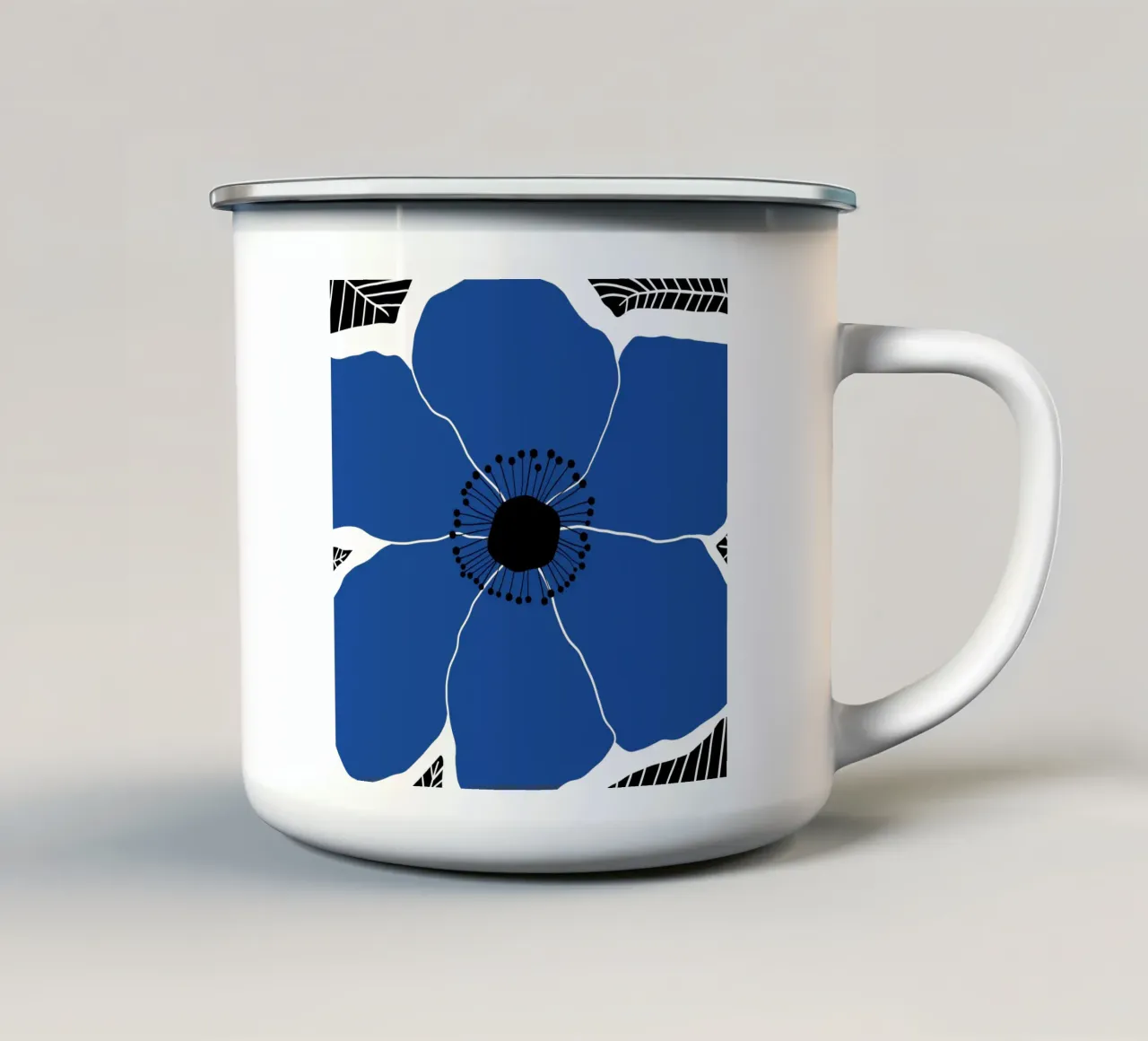 Blue large bold flower tazza in smalto da TijanaArtStudio88