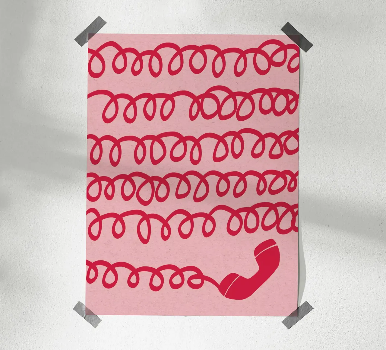 Telefono rosso retrò carta hahnemühle da Kim Hubball Studio