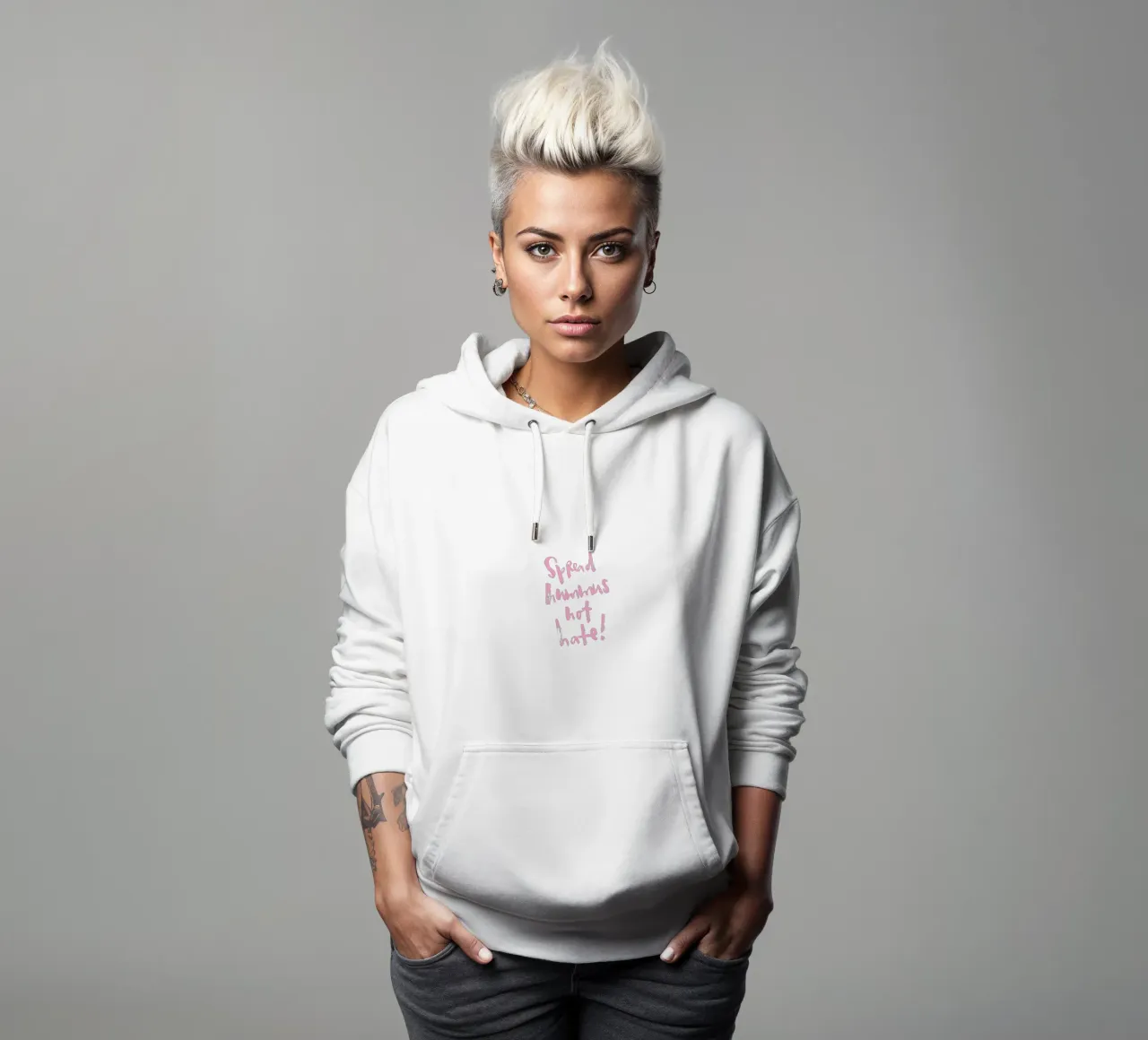 Spread hummus, not hate felpa con cappuccio da Brushmeetspaper