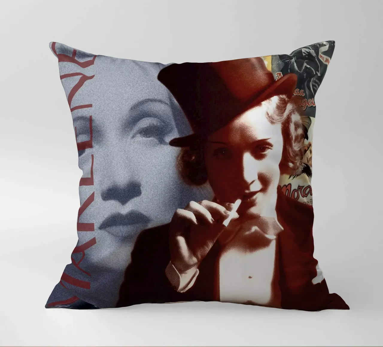Marlene Dietrich Portrait Collage 1 cuscino da DesmondBates