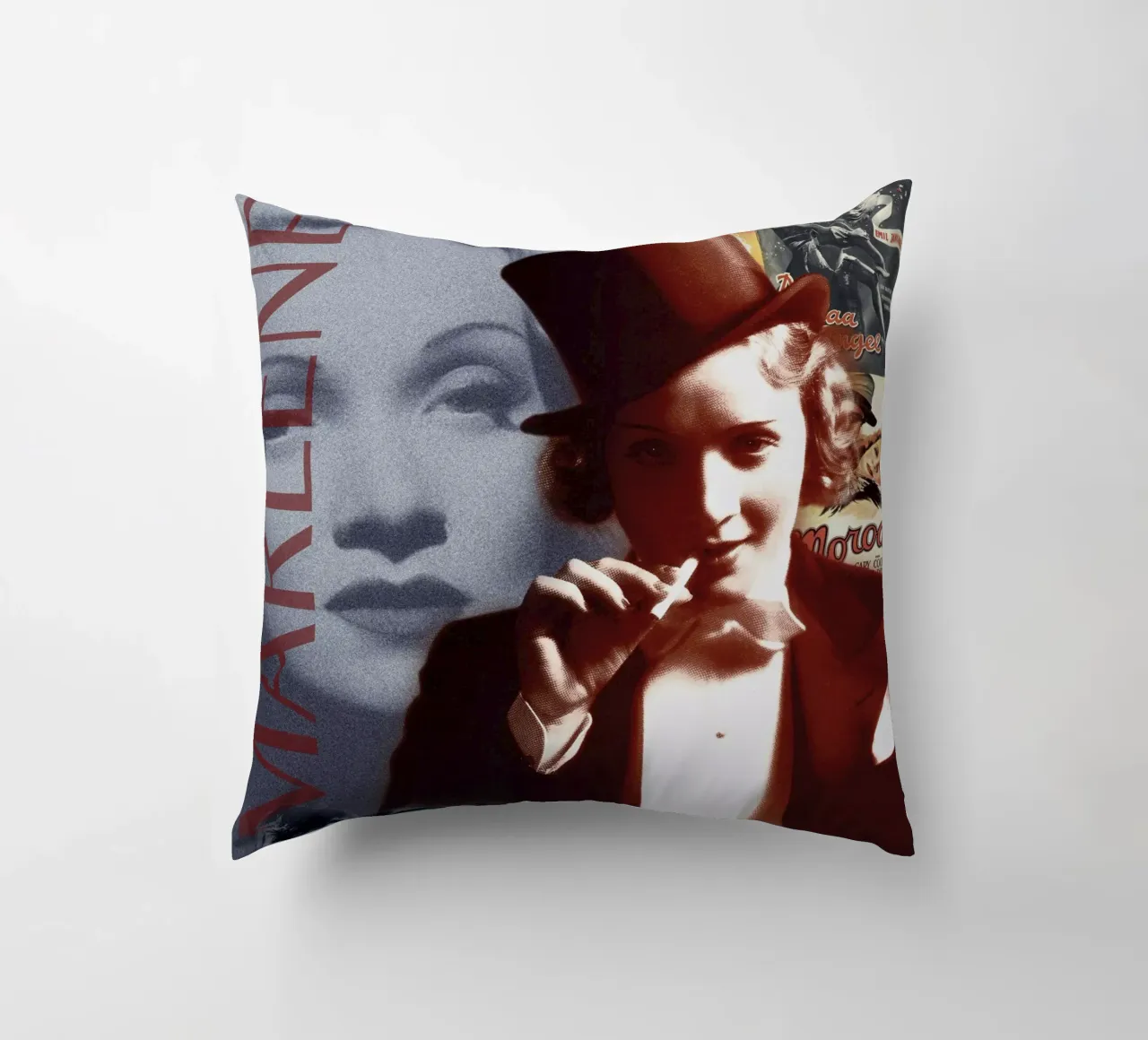 Marlene Dietrich Portrait Collage 1 cuscino da DesmondBates