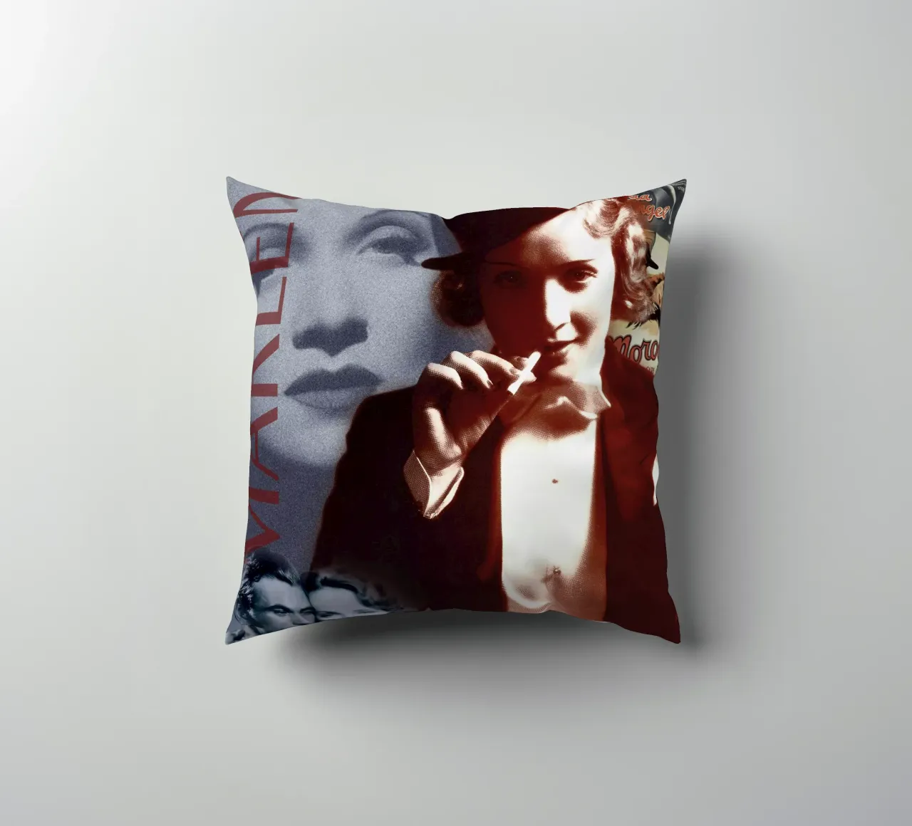 Marlene Dietrich Portrait Collage 1 cuscino da DesmondBates