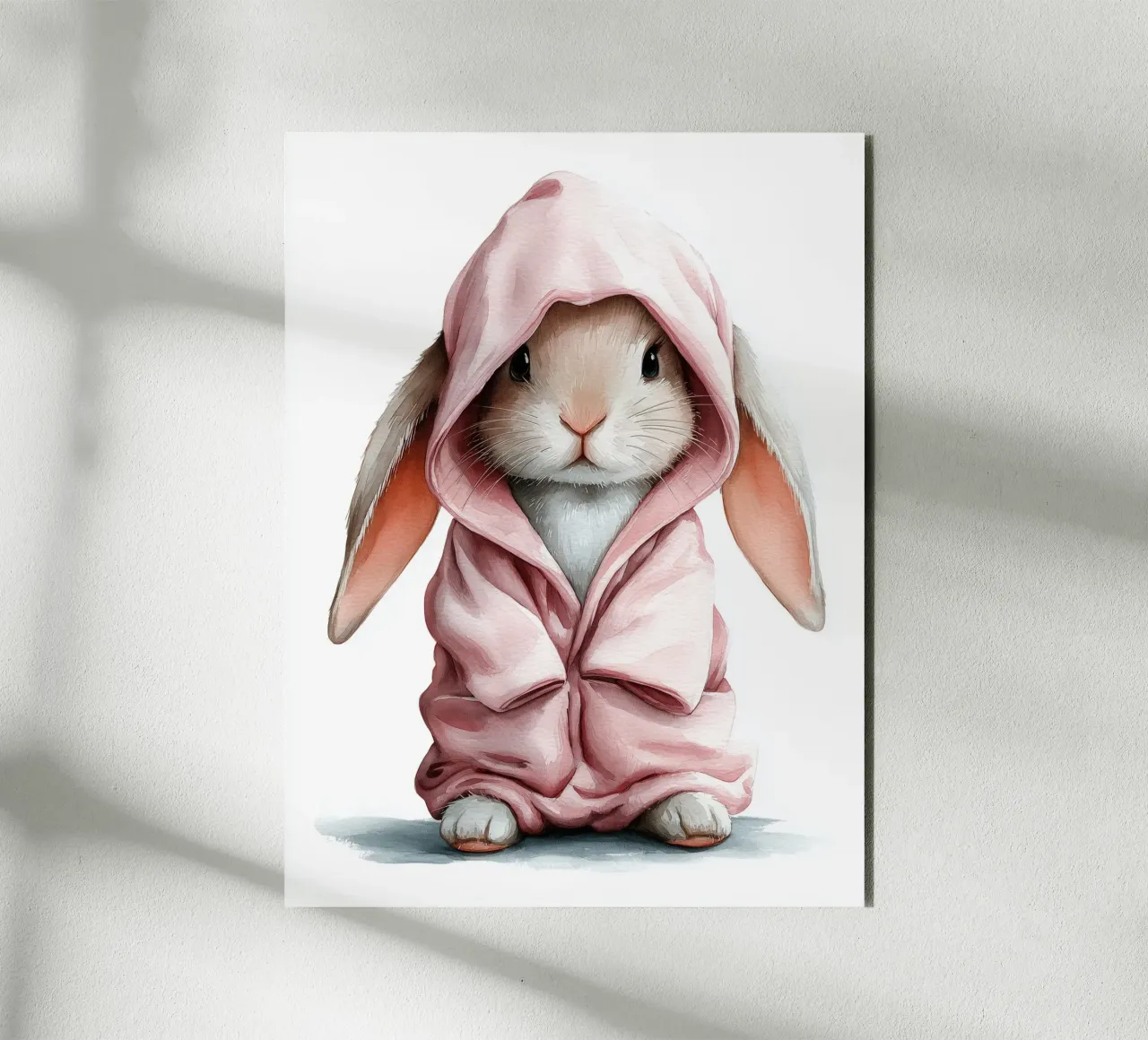 Affiche lapin en pyjama rose alluminio dibond da Kid’s Dream