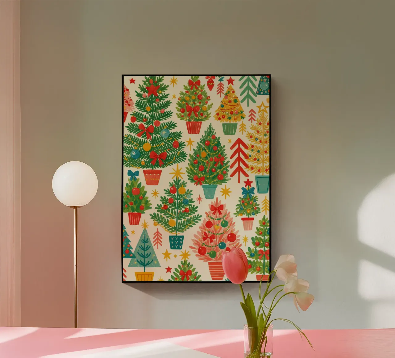 Retro Alberi di Natale Pattern Festive Arte massimalista plexiglass da postaprinta