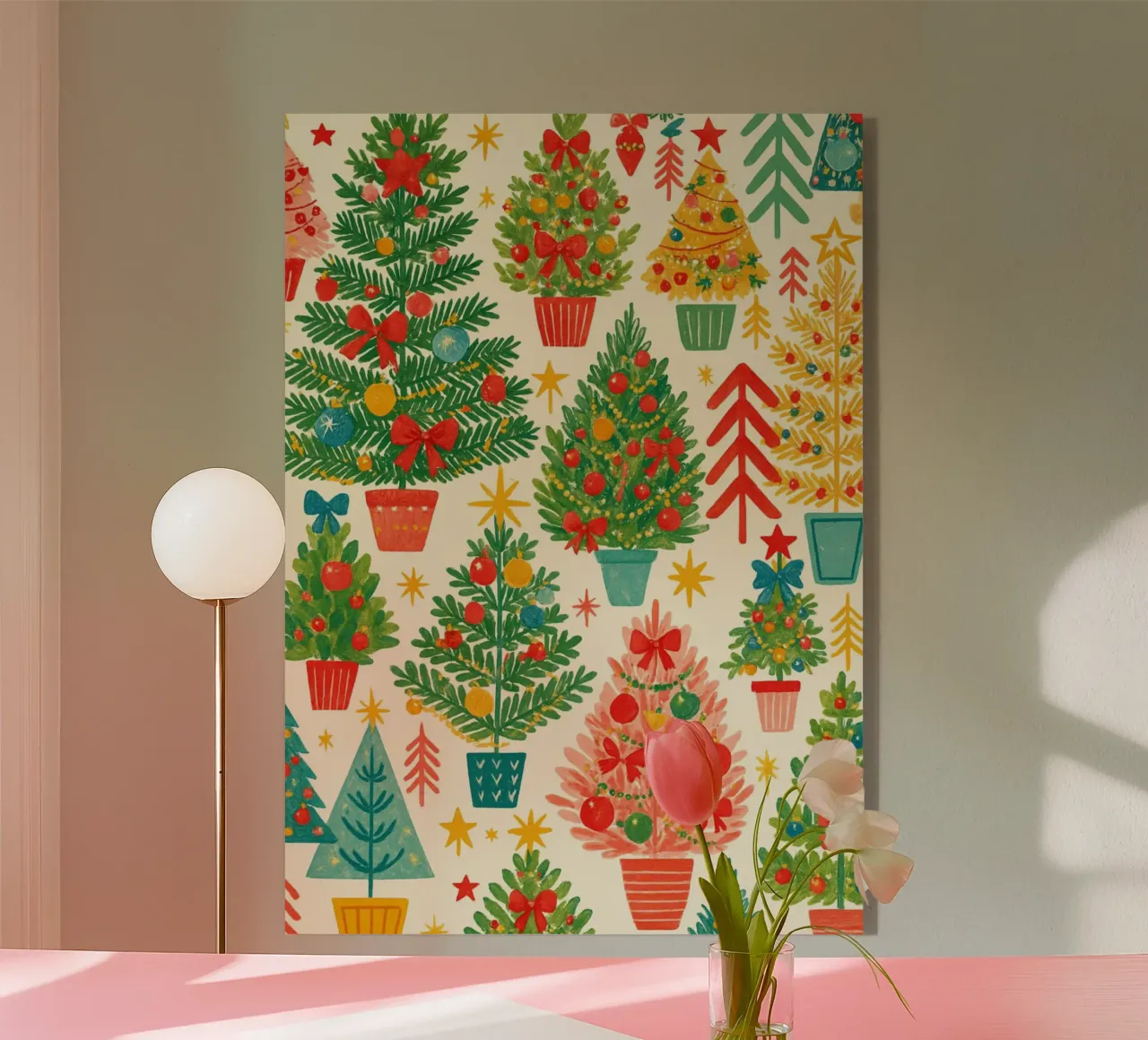 Retro Alberi di Natale Pattern Festive Arte massimalista plexiglass da postaprinta