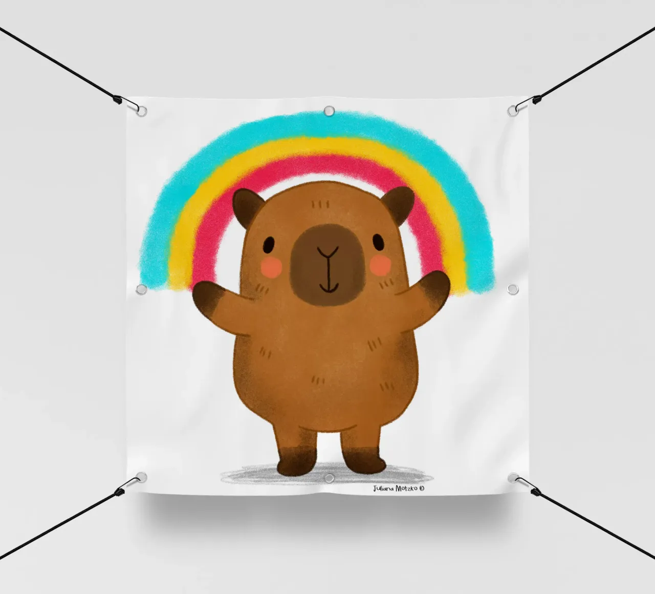 Capibara con arcobaleno telo in pvc da julianamotzko