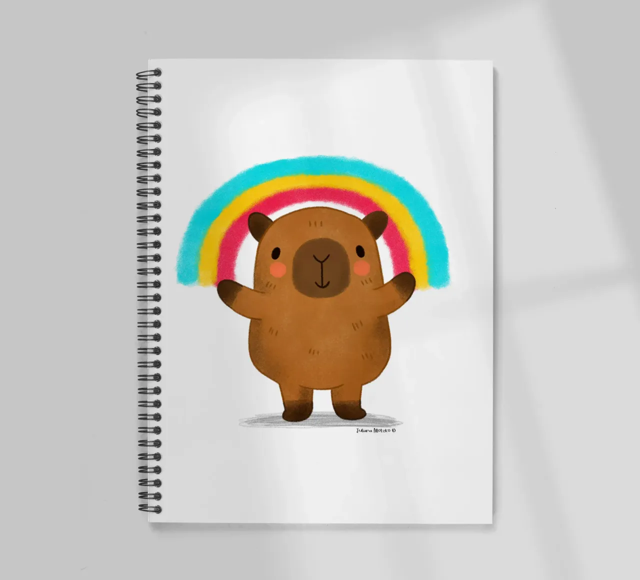 Capybara with Rainbow spiral notebook by julianamotzko