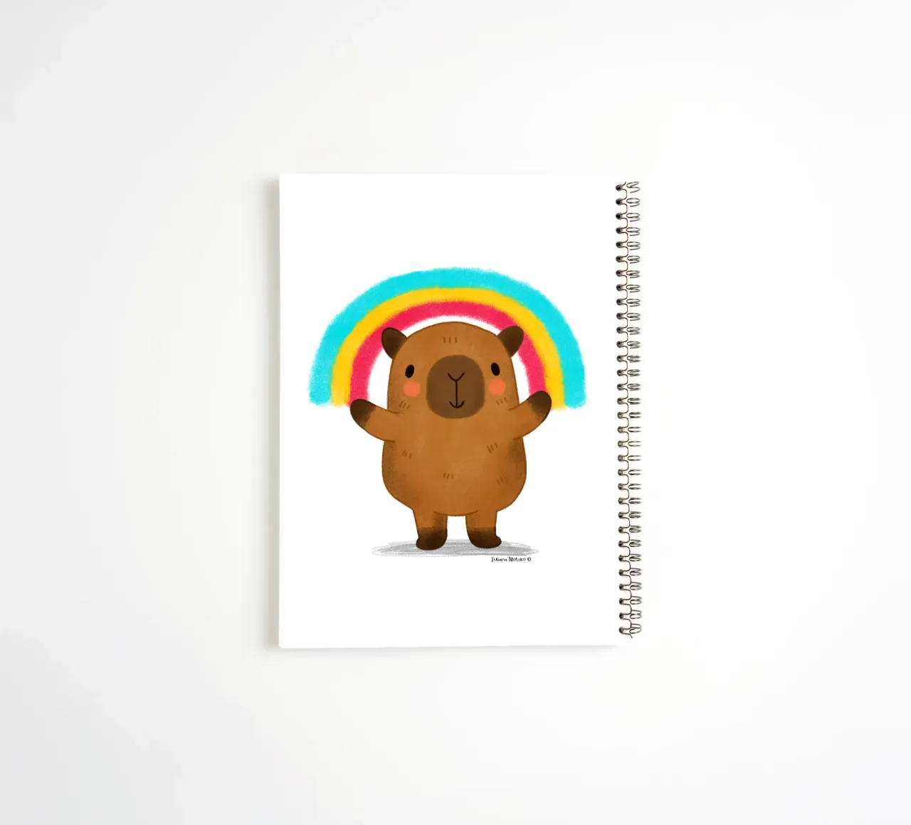 Capybara with Rainbow spiral notebook by julianamotzko