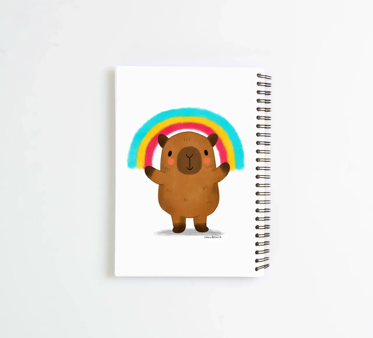 Capybara with Rainbow spiral notebook by julianamotzko