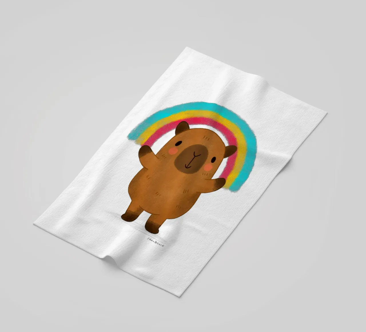 Capibara con arcobaleno telo mare da julianamotzko