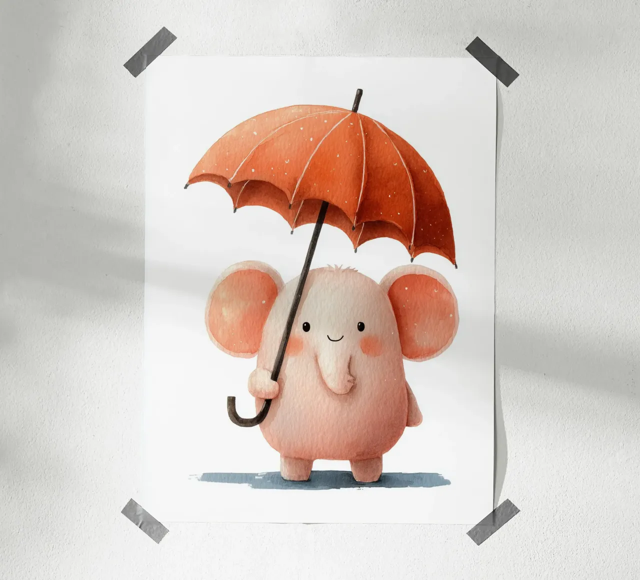 Poster Elefante con ombrello carta hahnemühle da Kid’s Dream
