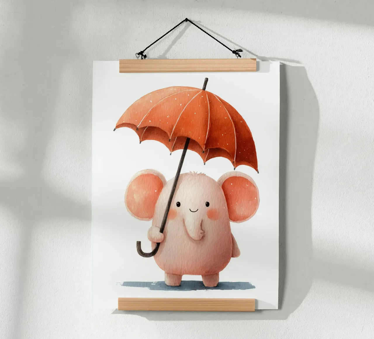 Poster Elefante con ombrello carta hahnemühle da Kid’s Dream