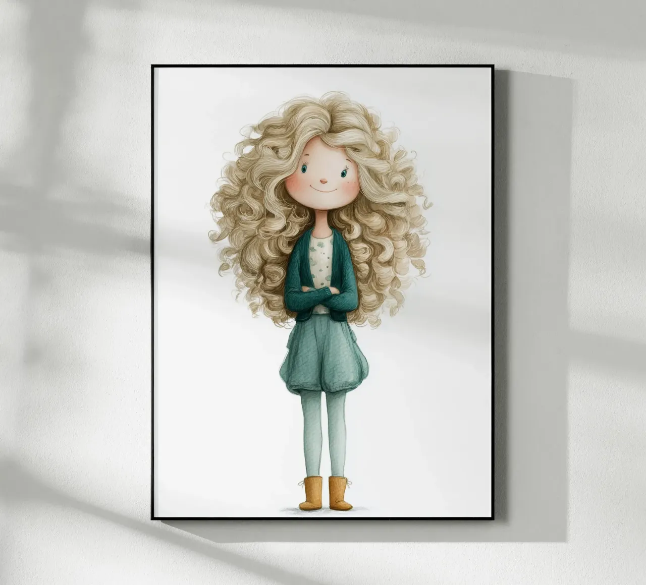 Poster per la camera da letto di una ragazza con i capelli ricci plexiglass da Kid’s Dream