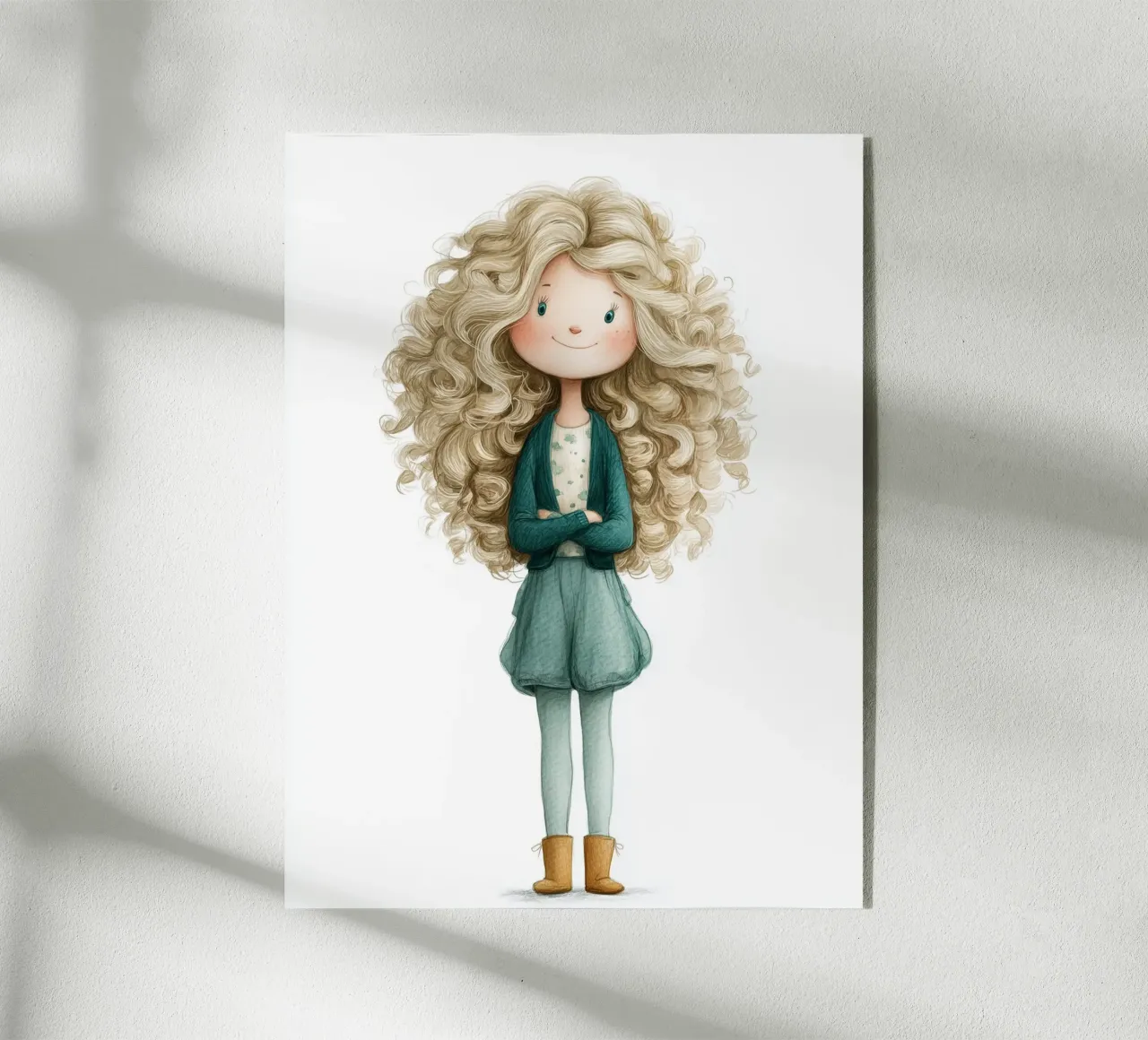 Poster per la camera da letto di una ragazza con i capelli ricci plexiglass da Kid’s Dream