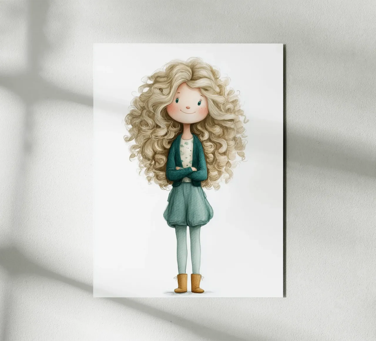 Poster per la camera da letto di una ragazza con i capelli ricci alluminio dibond da Kid’s Dream