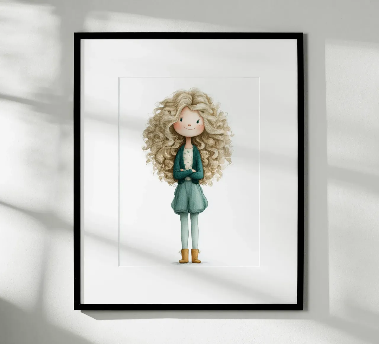 Poster per la camera da letto di una ragazza con i capelli ricci carta hahnemühle da Kid’s Dream