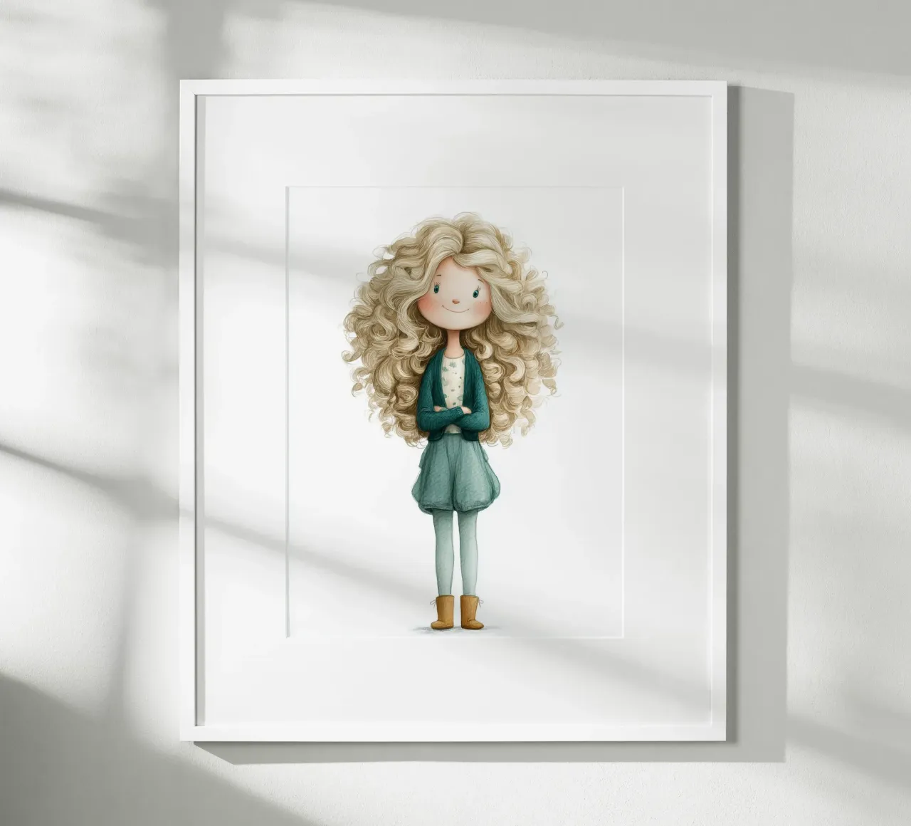 Poster per la camera da letto di una ragazza con i capelli ricci carta hahnemühle da Kid’s Dream