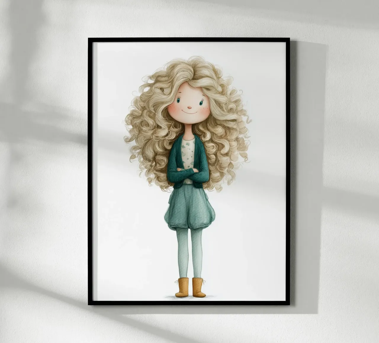 Poster per la camera da letto di una ragazza con i capelli ricci carta hahnemühle da Kid’s Dream