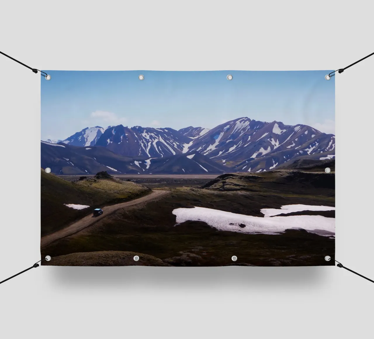 Road through epic mountain range telo in pvc da Fjöllart
