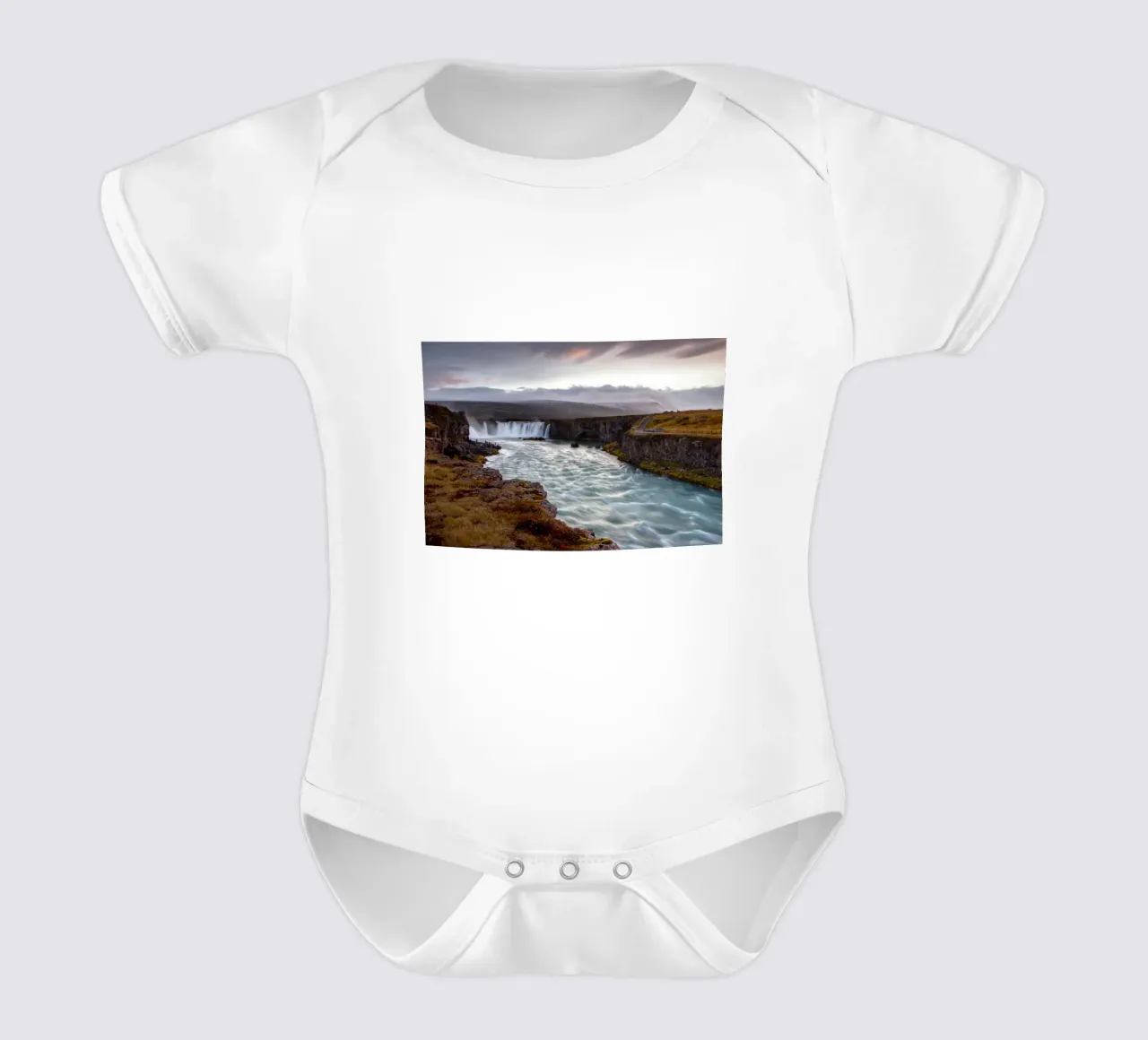 Scenic Goðafoss Waterfall body neonato maniche corte da Fjöllart