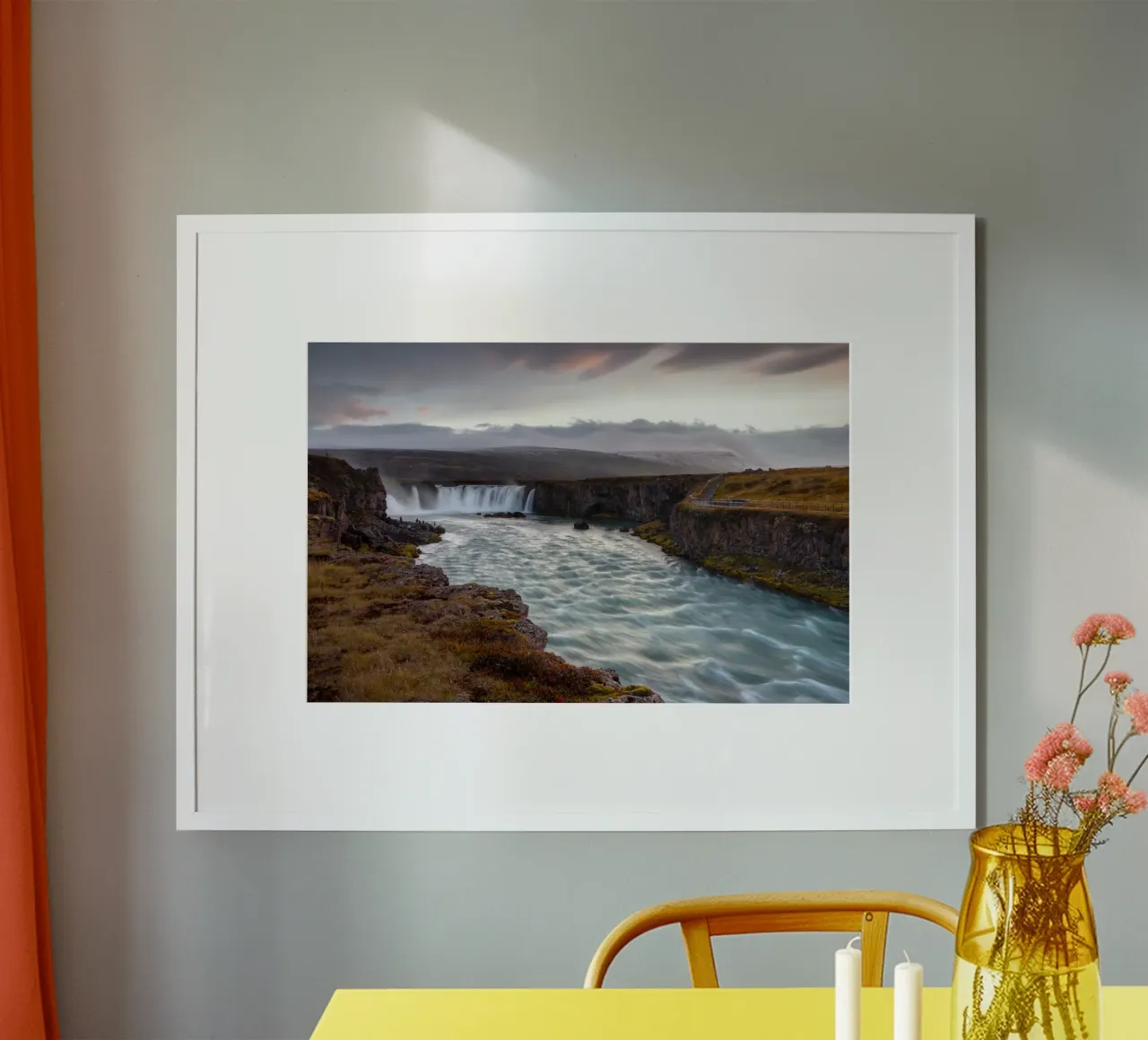 Scenic Goðafoss Waterfall carta hahnemühle da Fjöllart
