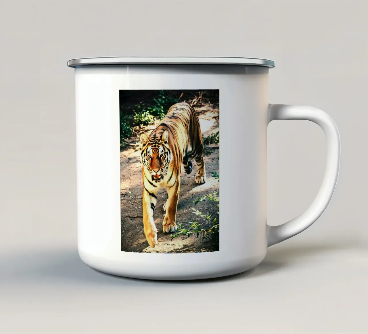Coraggiosi come una tigre, vincete tutte le sfide tazza in smalto da Nature's Palette