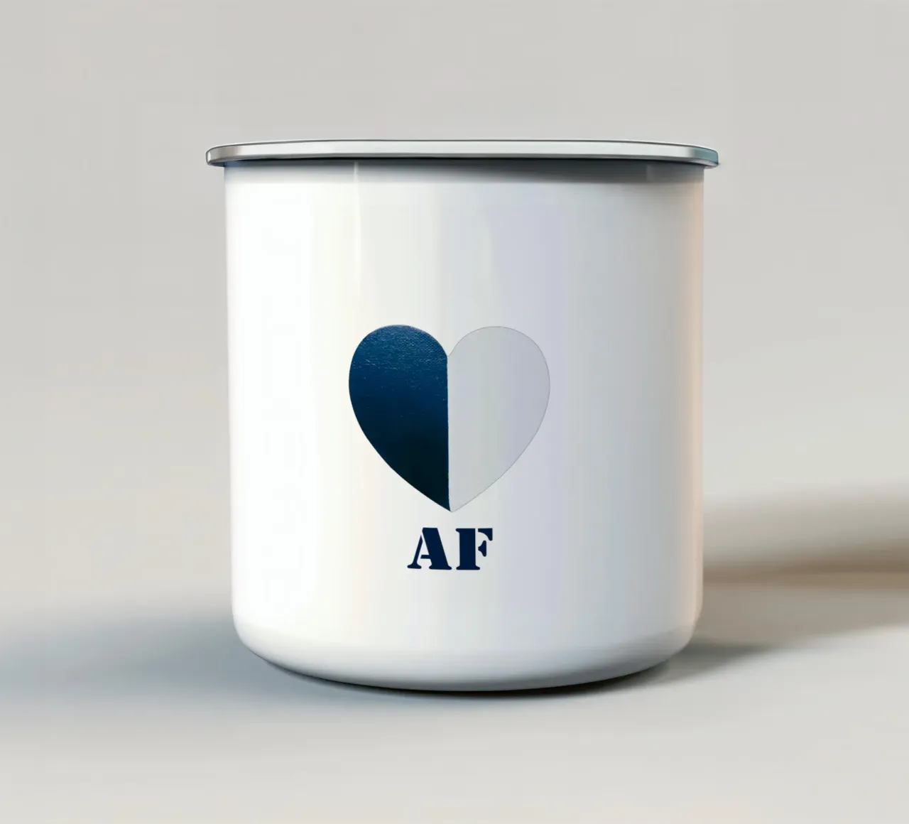 AF Cuore dipinto di blu e bianco tazza in smalto da FABOArt