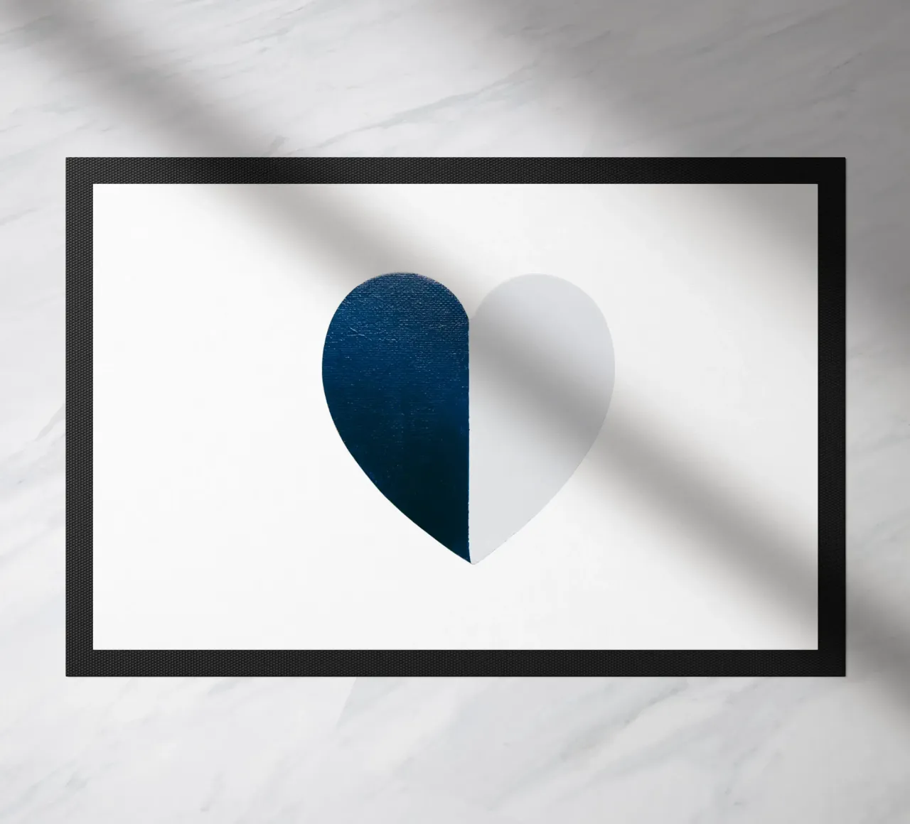 Cuore blu e bianco dipinto a mano zerbino da FABOArt