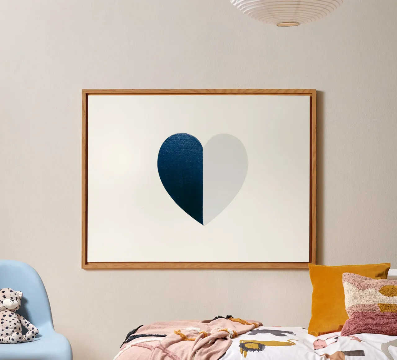 Cuore blu e bianco dipinto a mano alluminio dibond da FABOArt