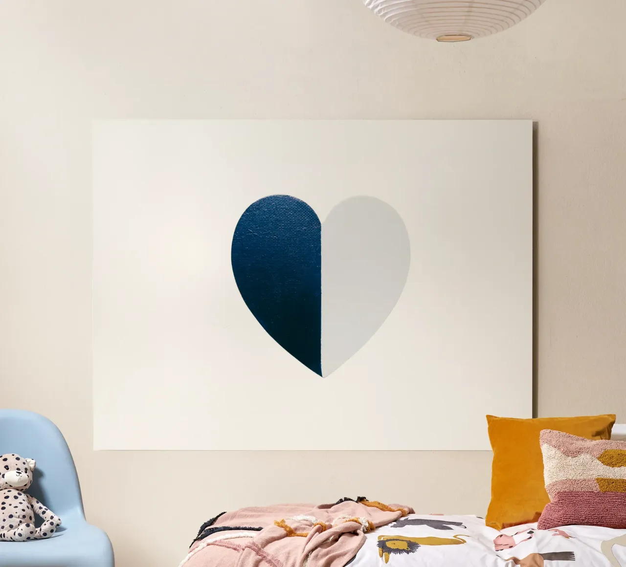 Cuore blu e bianco dipinto a mano alluminio dibond da FABOArt