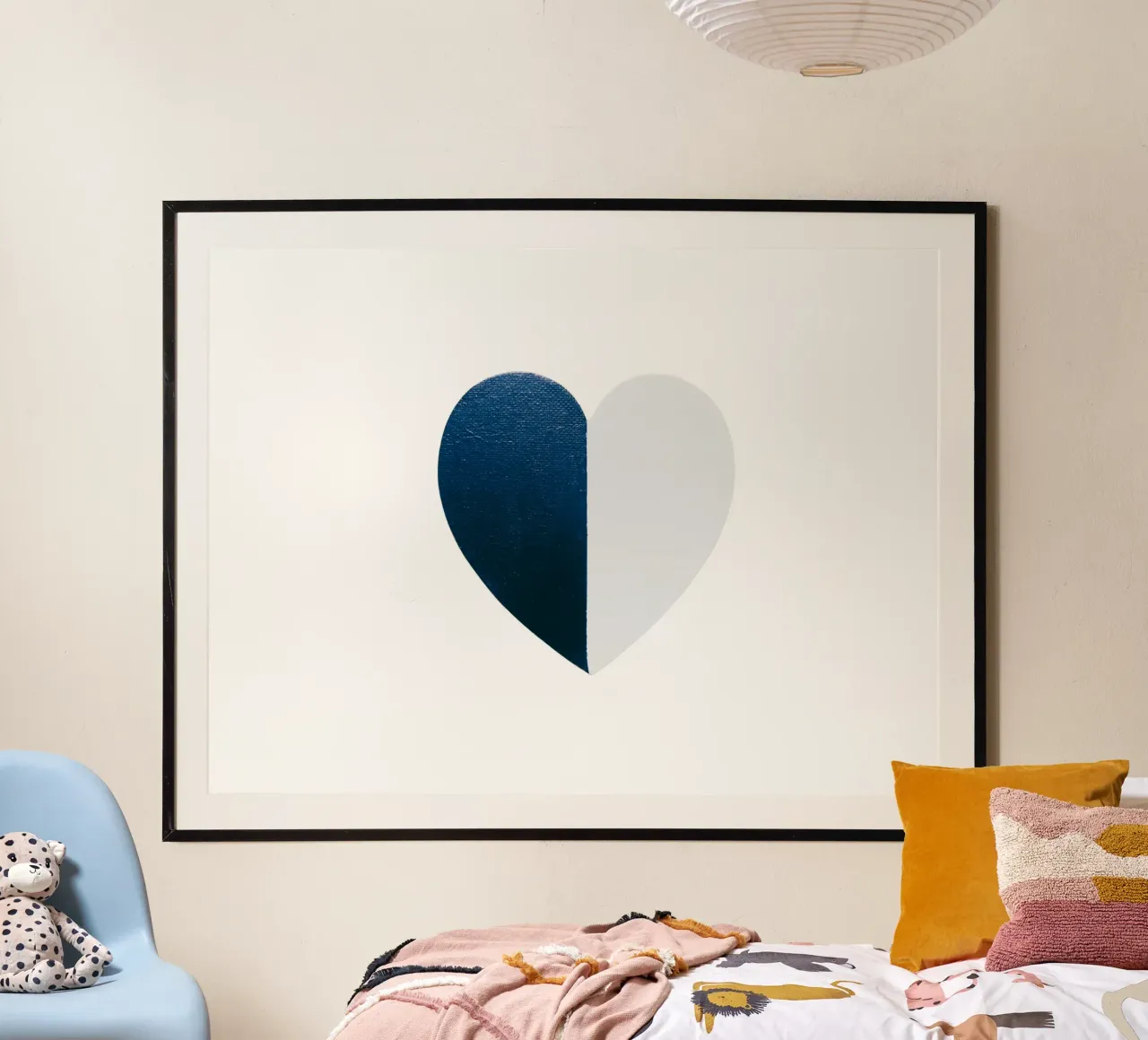 Cuore blu e bianco dipinto a mano carta hahnemühle da FABOArt