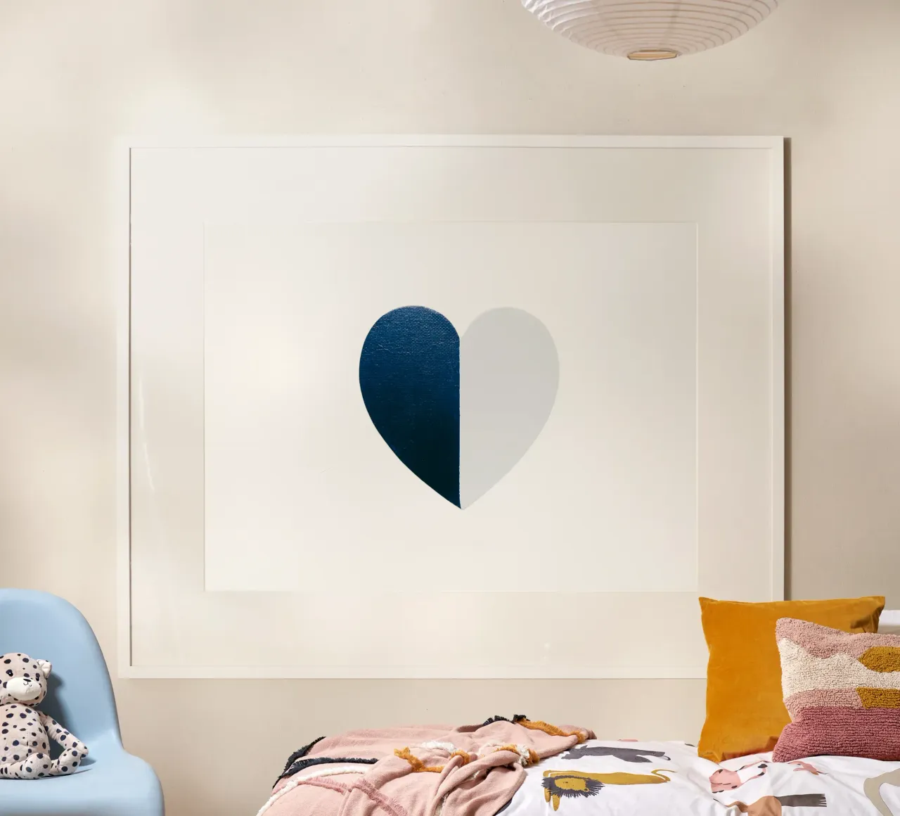 Cuore blu e bianco dipinto a mano carta hahnemühle da FABOArt