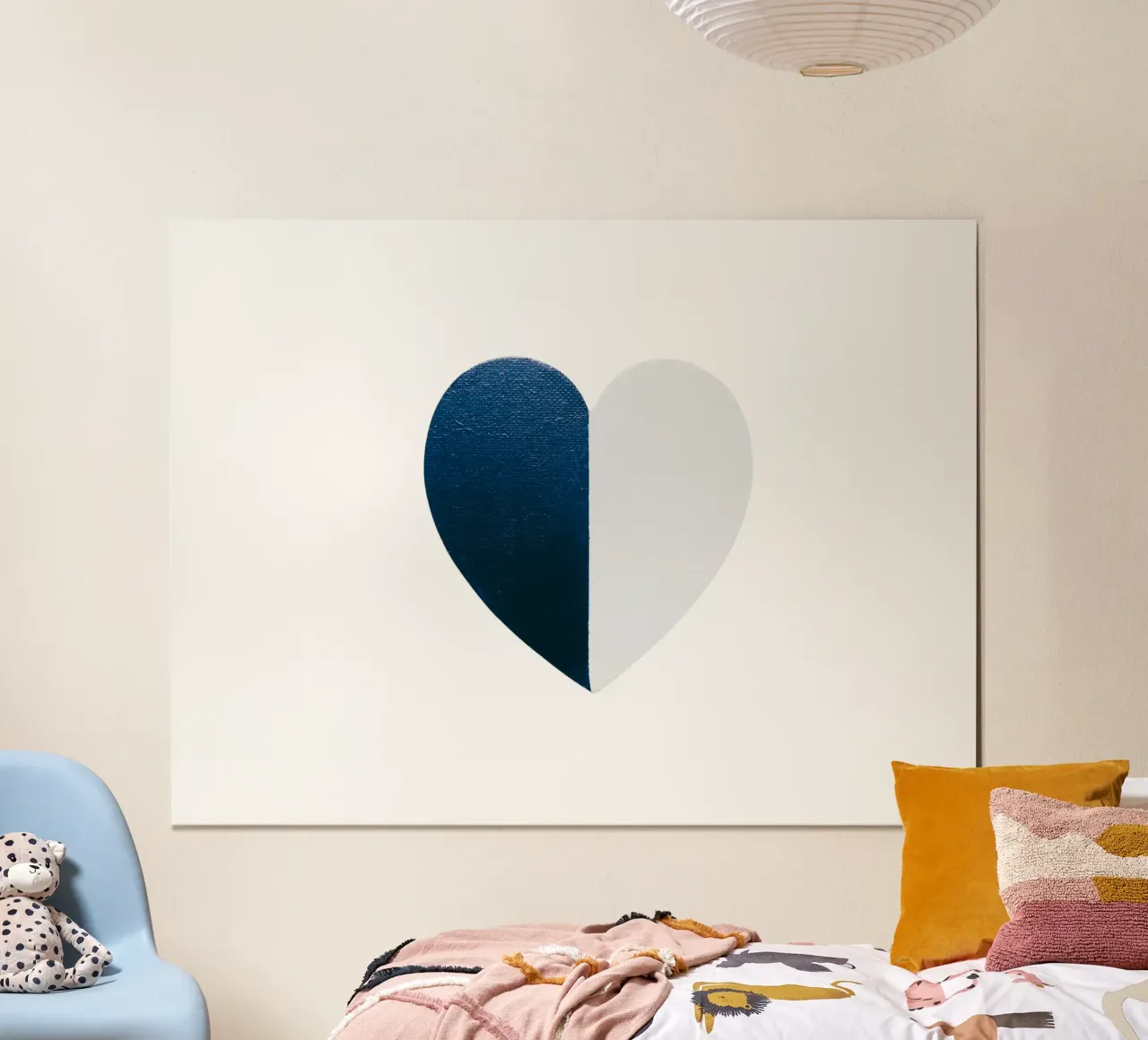 Cuore blu e bianco dipinto a mano carta hahnemühle da FABOArt