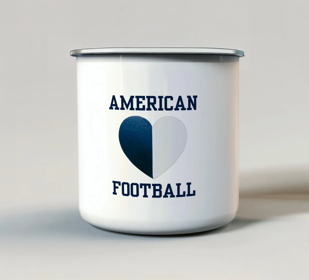 AMERICAN FOOTBALL Cuore dipinto in bianco e blu tazza in smalto da FABOArt